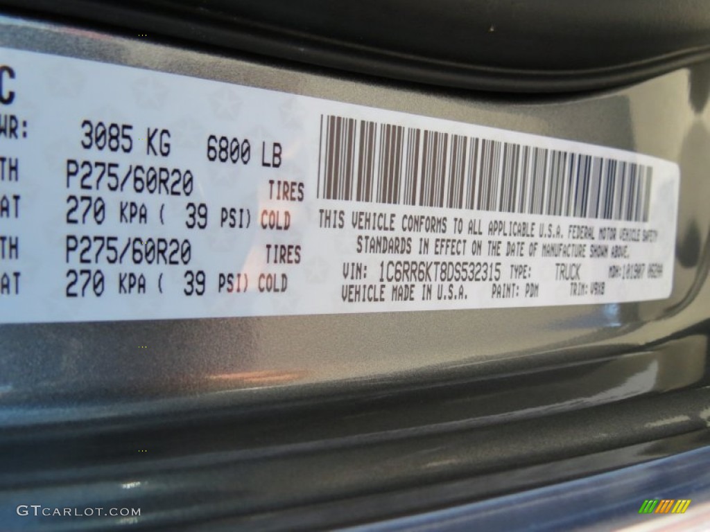 2013 1500 Color Code PDM for Mineral Gray Metallic Photo #73957874