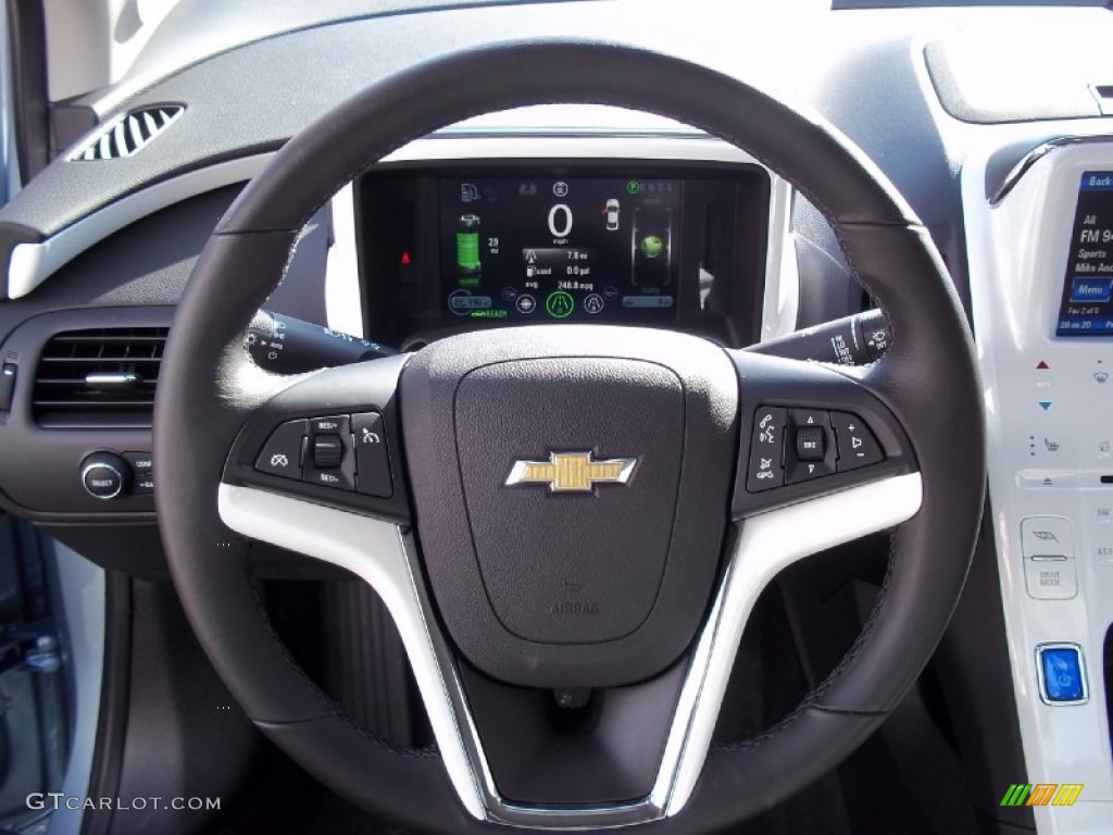 2013 Chevrolet Volt Standard Volt Model Jet Black/Ceramic White Accents Steering Wheel Photo #73962992