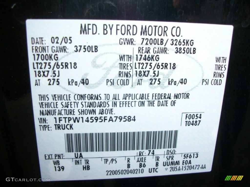 2005 F150 Color Code UA for Black Photo #73963730