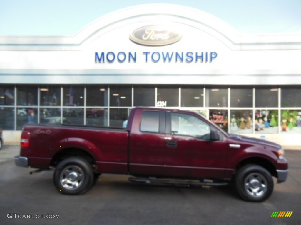 2005 F150 XLT SuperCab 4x4 - Dark Toreador Red Metallic / Tan photo #1