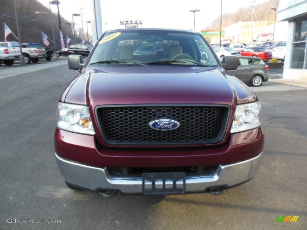 2005 F150 XLT SuperCab 4x4 - Dark Toreador Red Metallic / Tan photo #3