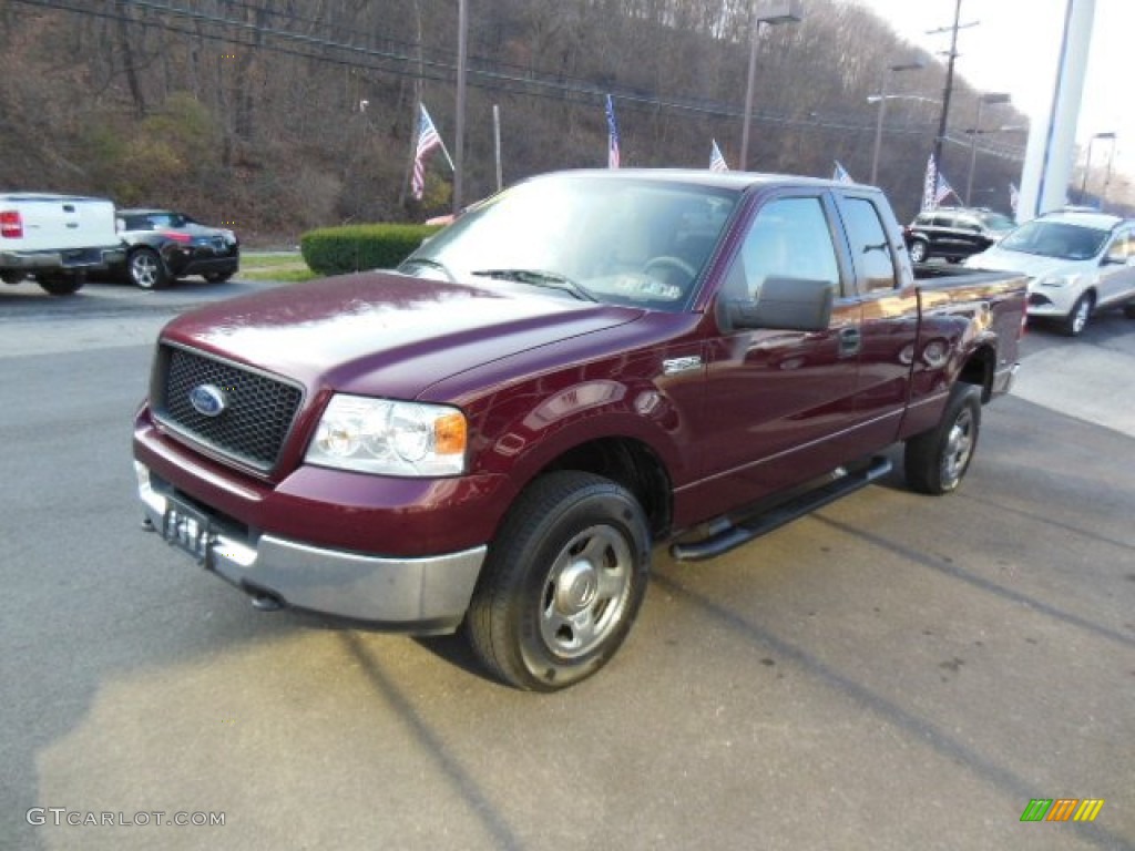 2005 F150 XLT SuperCab 4x4 - Dark Toreador Red Metallic / Tan photo #4