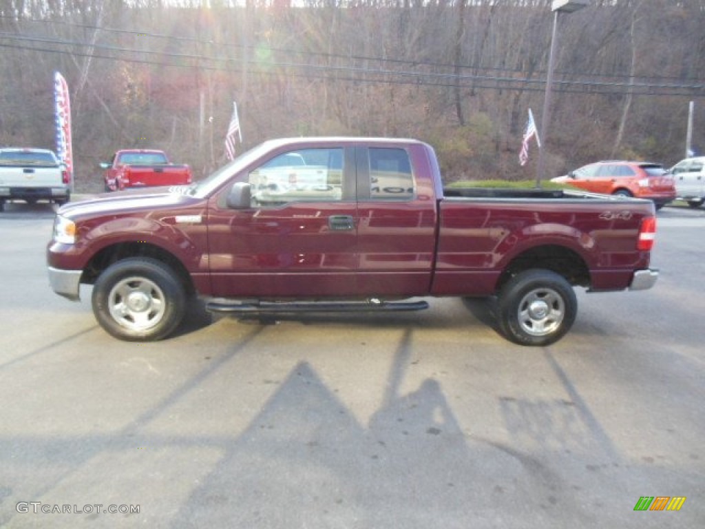 2005 F150 XLT SuperCab 4x4 - Dark Toreador Red Metallic / Tan photo #5