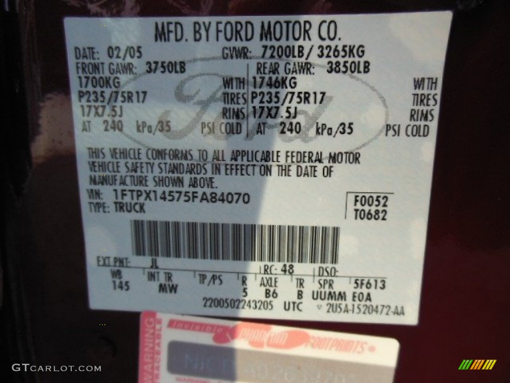 2005 F150 XLT SuperCab 4x4 - Dark Toreador Red Metallic / Tan photo #25
