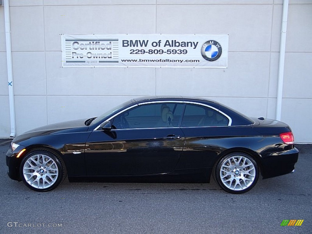 2009 3 Series 328i Convertible - Black Sapphire Metallic / Cream Beige Dakota Leather photo #2