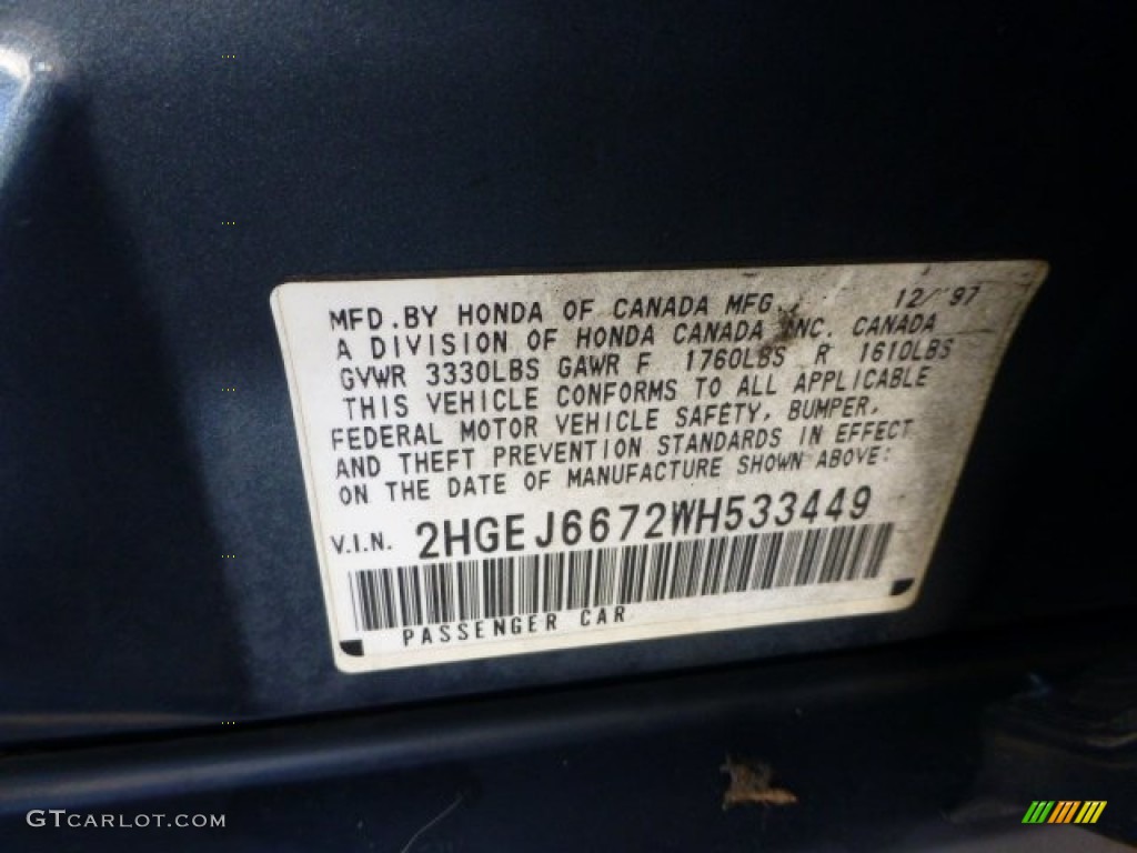 1998 Civic LX Sedan - Cyclone Blue Metallic / Gray photo #14