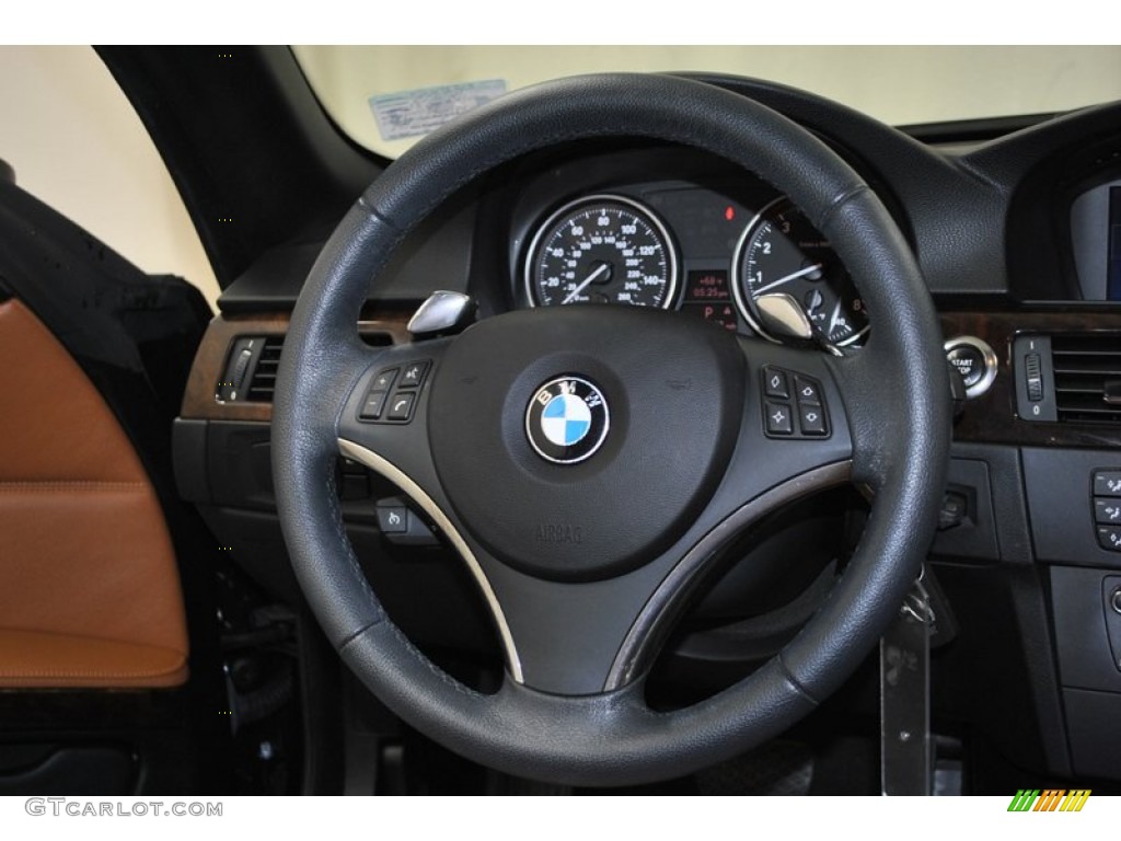 2008 BMW 3 Series 335i Convertible Saddle Brown/Black Steering Wheel Photo #73977857