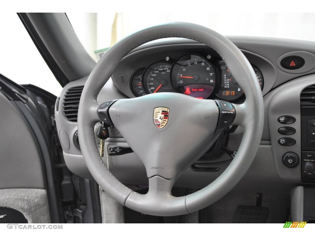 2003 Porsche 911 Carrera Coupe Graphite Grey Steering Wheel Photo #73980488
