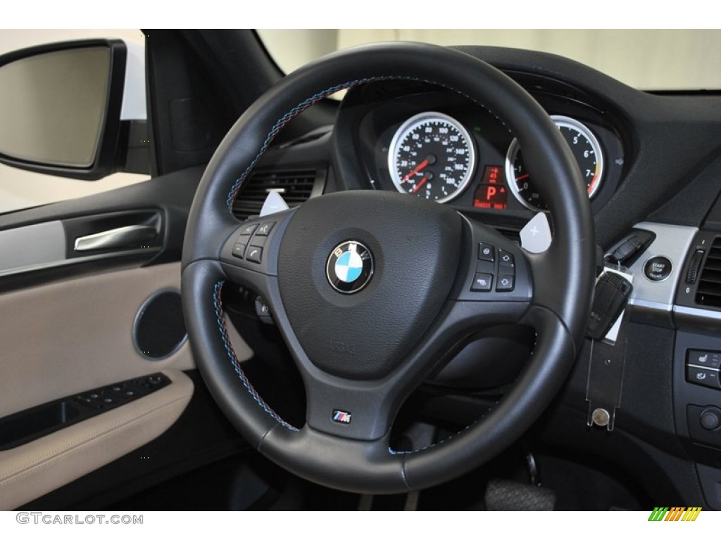 2012 BMW X5 M Standard X5 M Model Bamboo Beige Steering Wheel Photo #73981481