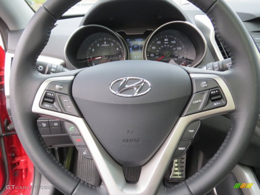 2013 Hyundai Veloster Standard Veloster Model Gray Steering Wheel Photo #73992249
