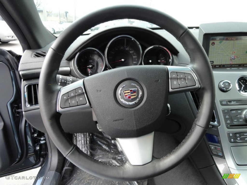 2012 Cadillac CTS 4 AWD Coupe Ebony/Ebony Steering Wheel Photo #73992633