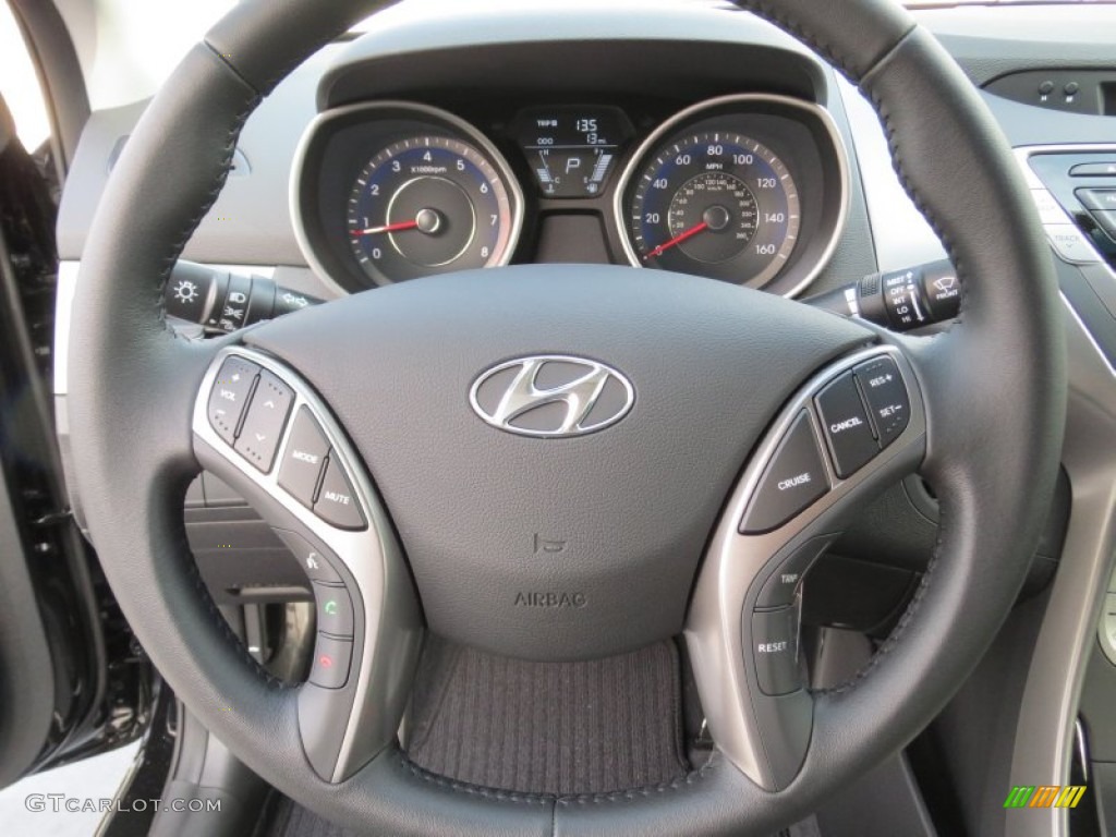 2013 Hyundai Elantra Coupe SE Black Steering Wheel Photo #73993542