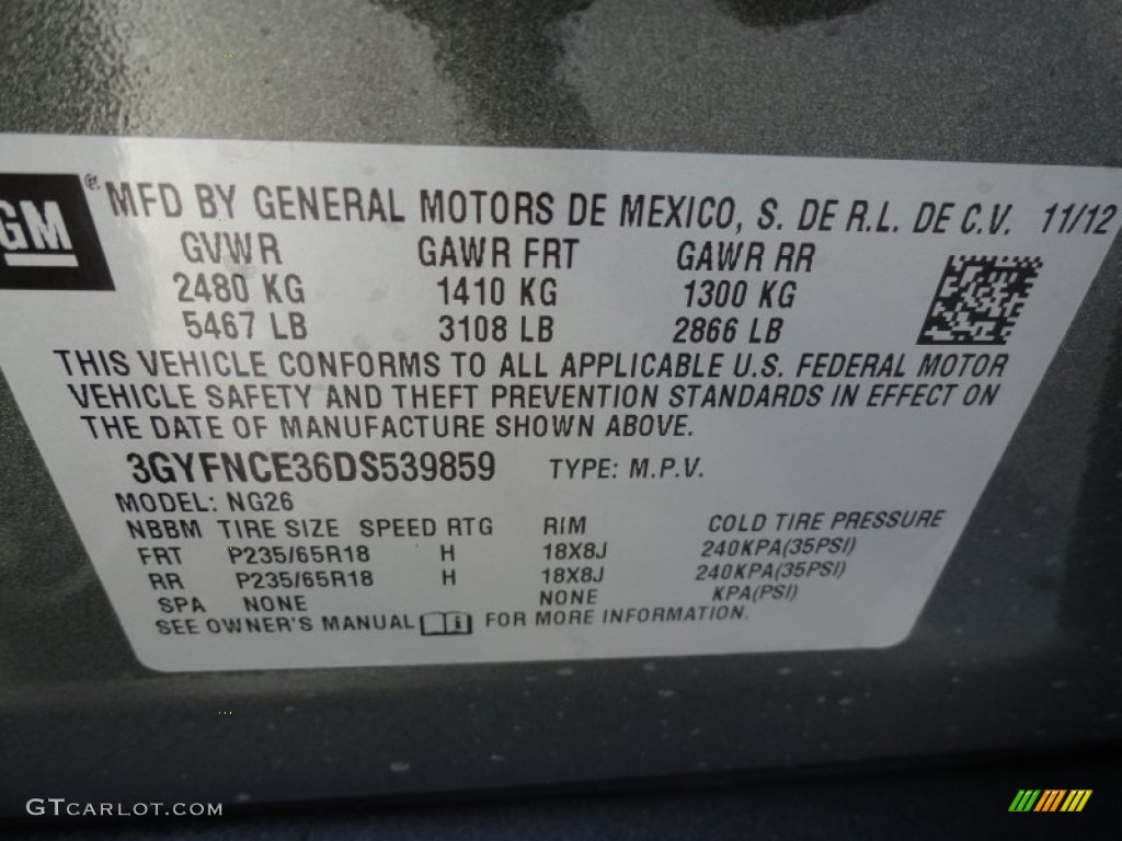 2013 Cadillac SRX Luxury FWD Info Tag Photos