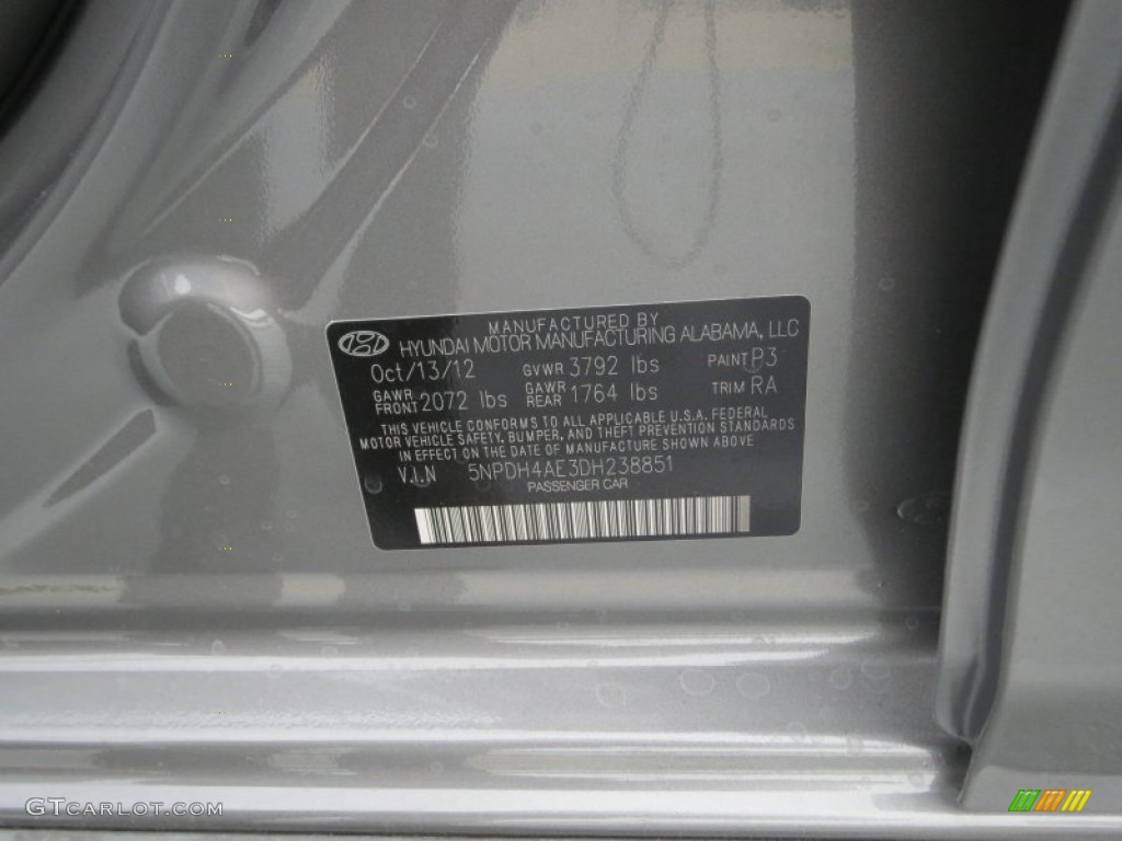 2013 Elantra Limited - Harbor Gray Metallic / Gray photo #33