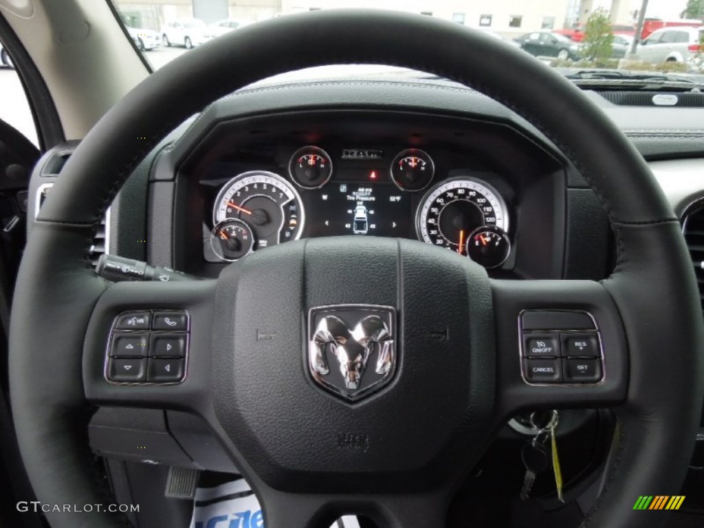 2013 Ram 1500 Sport Crew Cab 4x4 Black Steering Wheel Photo #73997052