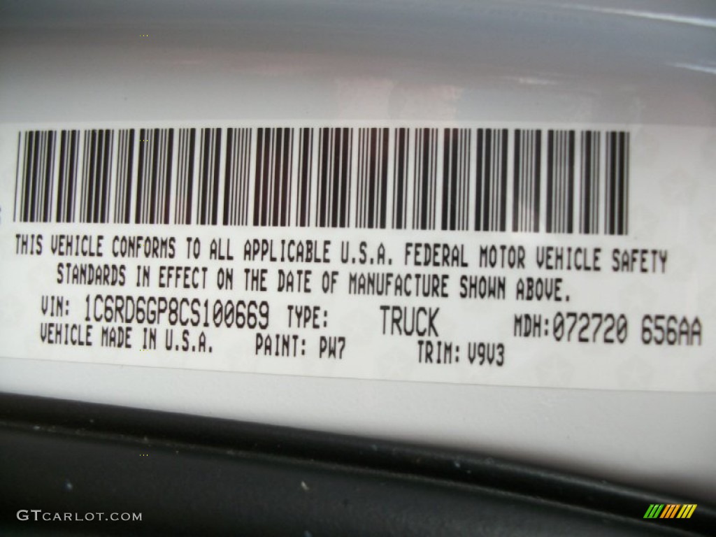 2012 Dodge Ram 1500 SLT Quad Cab Color Code Photos