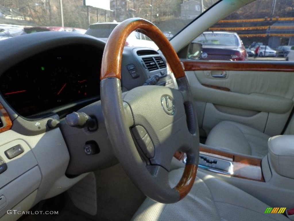 2003 Lexus LS 430 Sedan Ecru Steering Wheel Photo #74001096