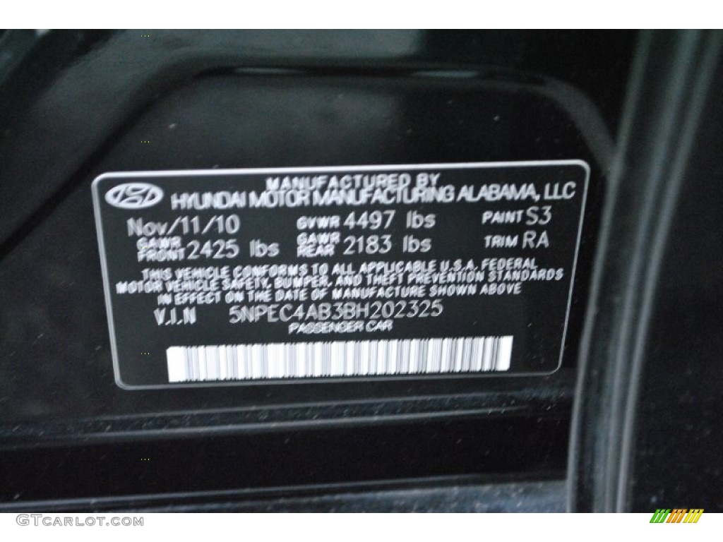 2011 Sonata Limited 2.0T - Midnight Black / Gray photo #20