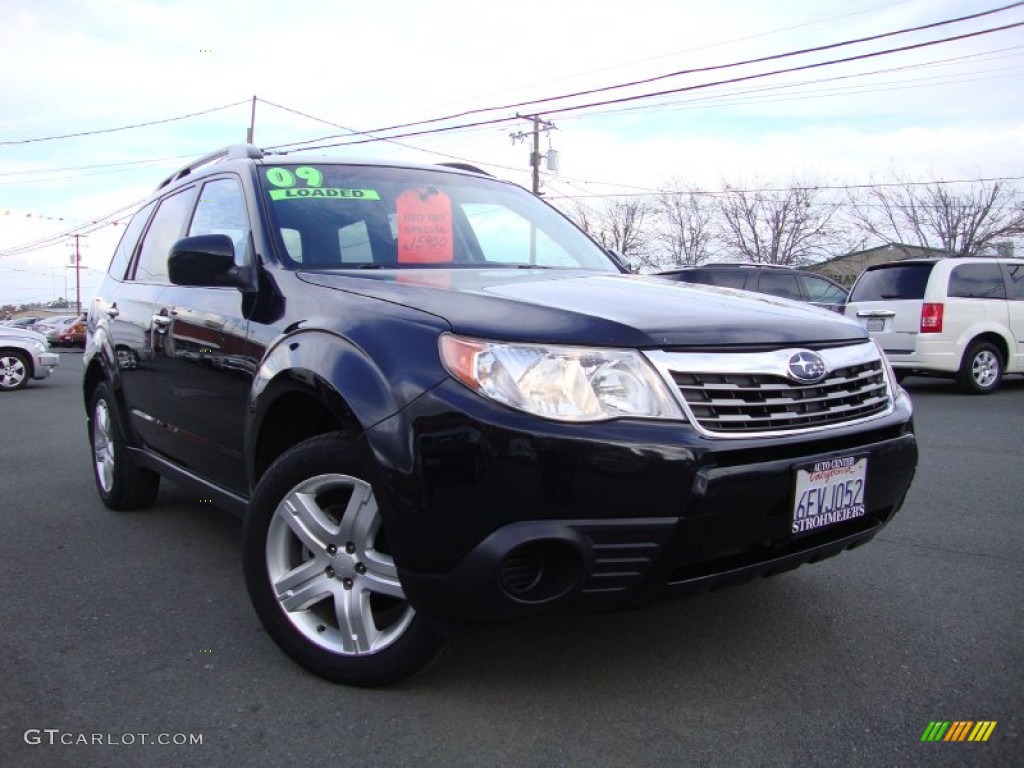 2009 Forester 2.5 X Premium - Obsidian Black Pearl / Black photo #1