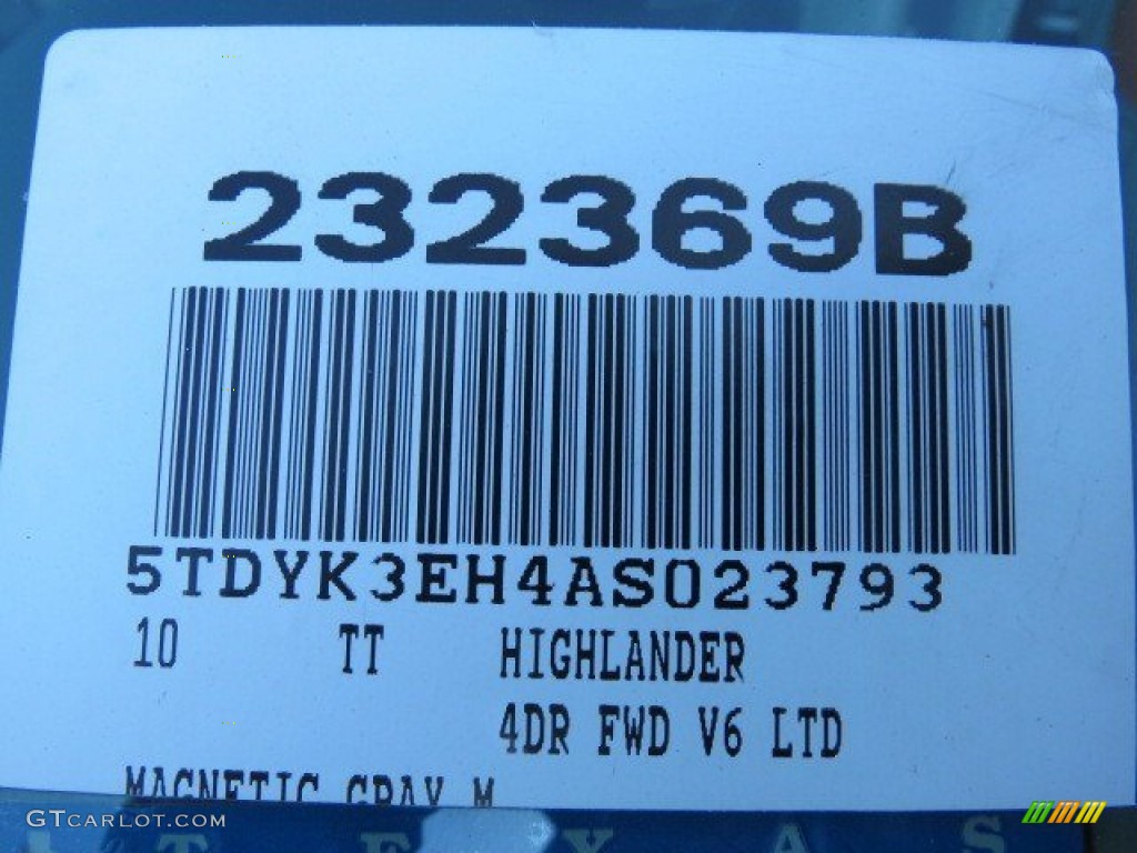 2010 Highlander Limited - Magnetic Gray Metallic / Ash photo #19