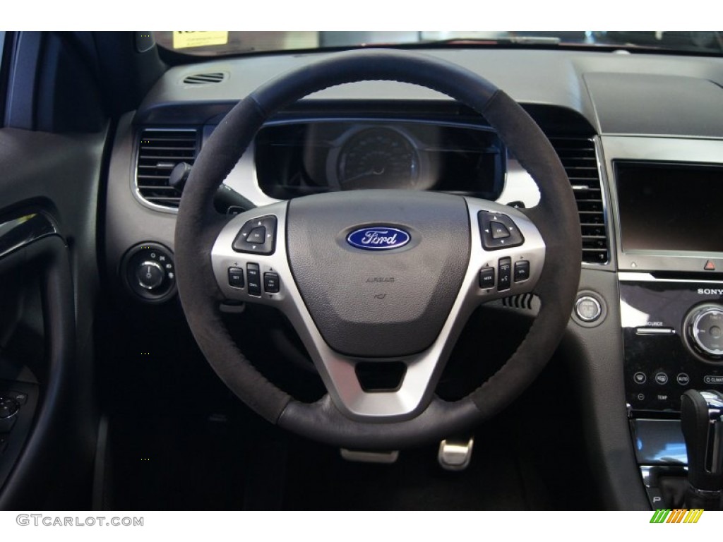 2013 Ford Taurus SHO AWD SHO Charcoal Black/Mayan Gray Miko Suede Steering Wheel Photo #74012996
