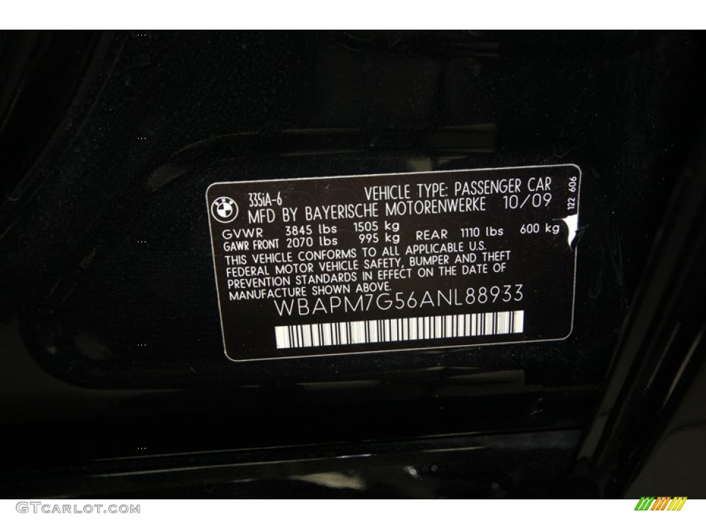 2010 3 Series 335i Sedan - Jet Black / Black photo #9
