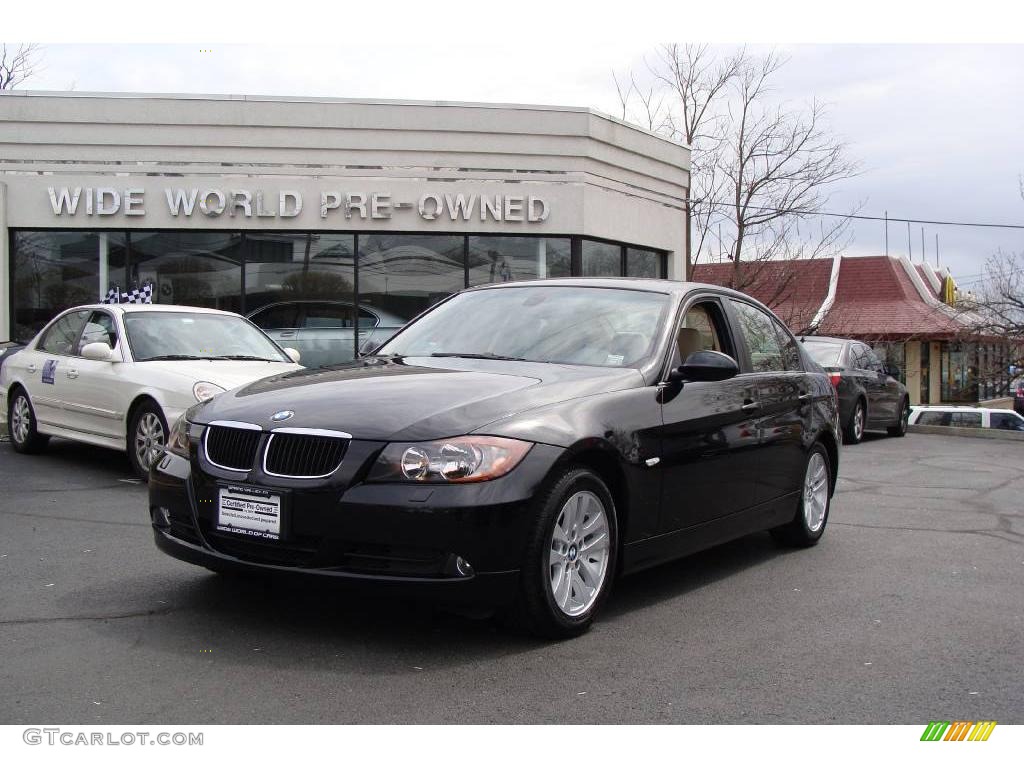 2007 3 Series 328xi Sedan - Jet Black / Beige photo #1