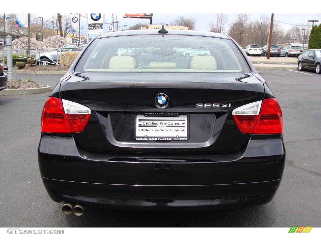 2007 3 Series 328xi Sedan - Jet Black / Beige photo #5