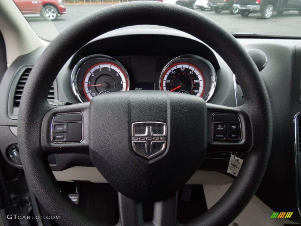 2013 Dodge Grand Caravan SXT Black/Light Graystone Steering Wheel Photo #74025270