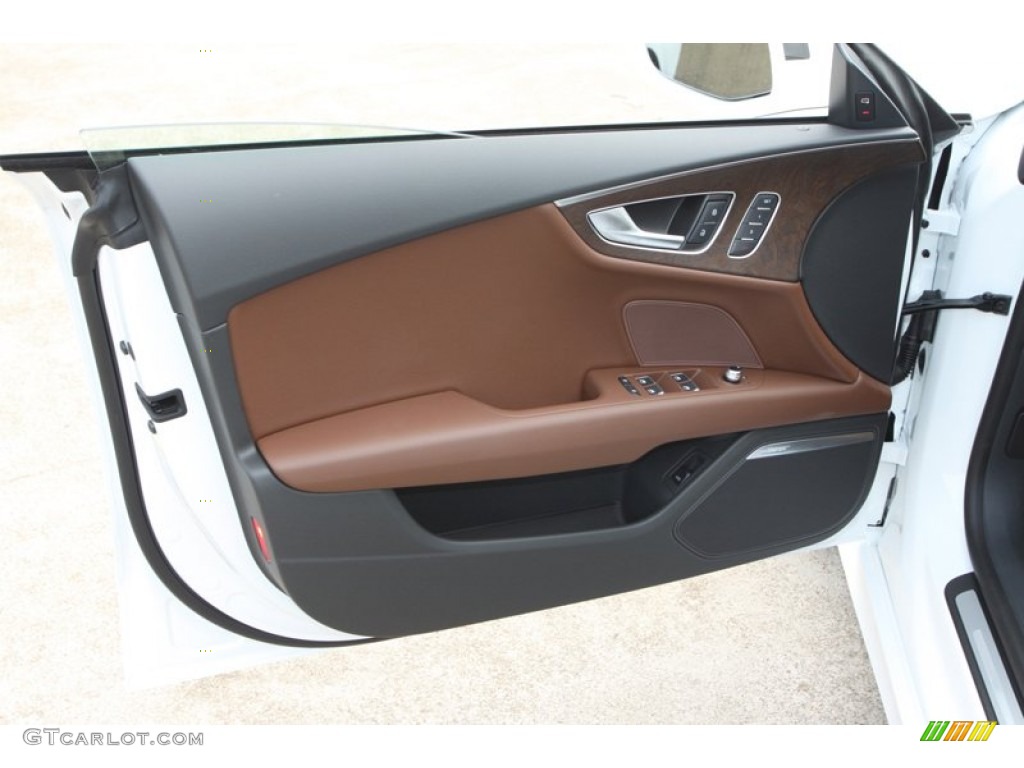 2013 Audi A7 3.0T quattro Prestige Nougat Brown Door Panel Photo #74026179