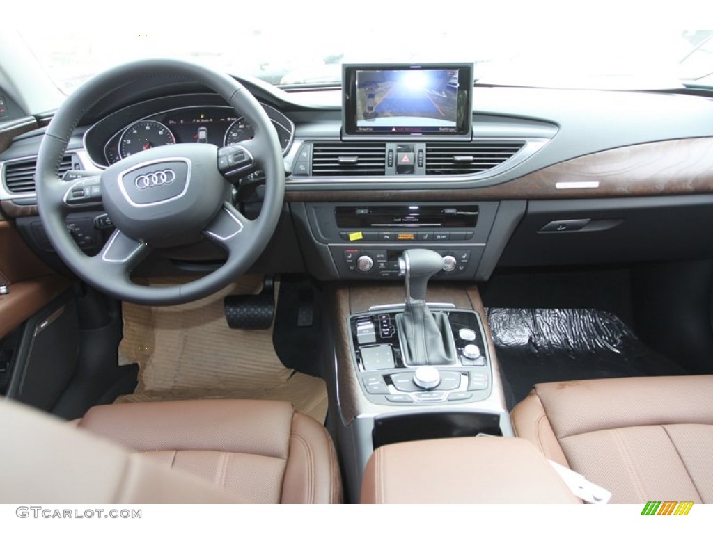2013 Audi A7 3.0T quattro Prestige Nougat Brown Dashboard Photo #74026274
