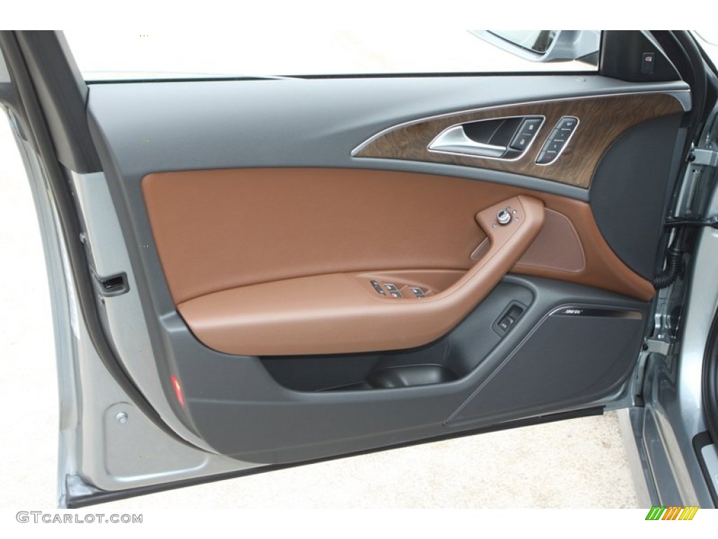 2013 Audi A6 3.0T quattro Sedan Nougat Brown Door Panel Photo #74027102
