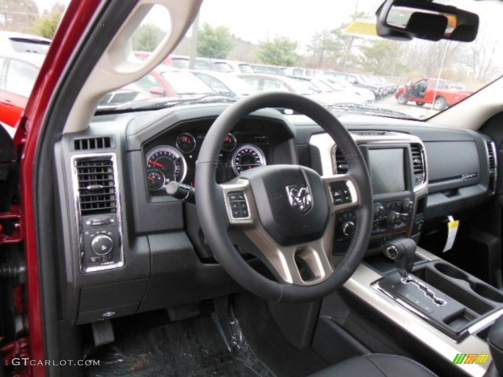 2013 Ram 1500 Laramie Crew Cab 4x4 Black Dashboard Photo #74028100