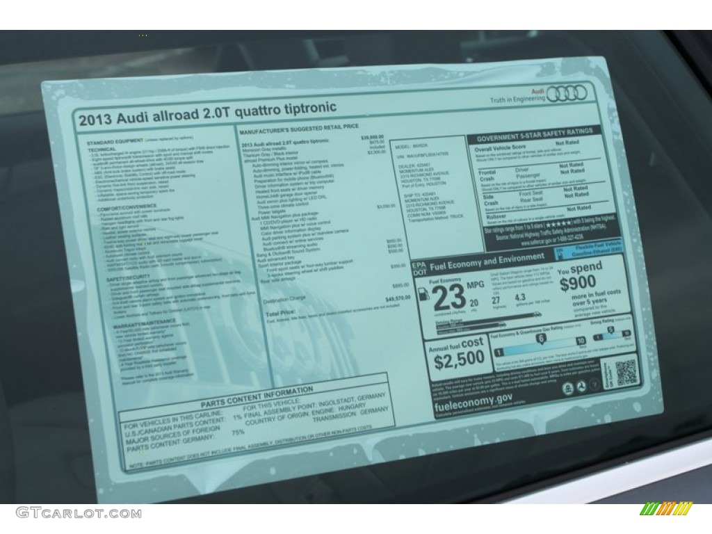 2013 Audi Allroad 2.0T quattro Avant Window Sticker Photo #74028945