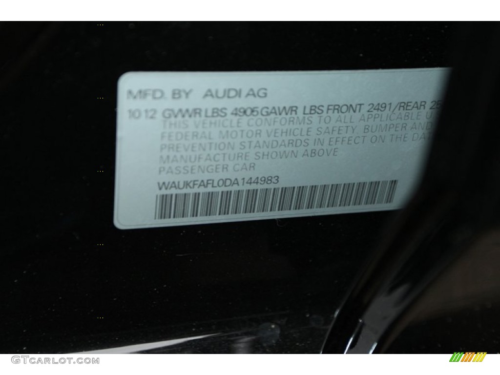 2013 Audi A4 2.0T quattro Sedan Info Tag Photo #74029542