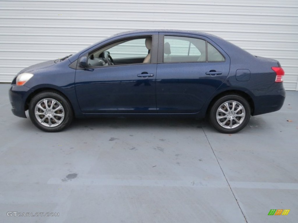 2007 Yaris Sedan - Nautical Blue Metallic / Bisque photo #5