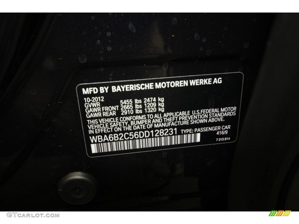 2013 6 Series Color Code 416 for Carbon Black Metallic Photo #74033974