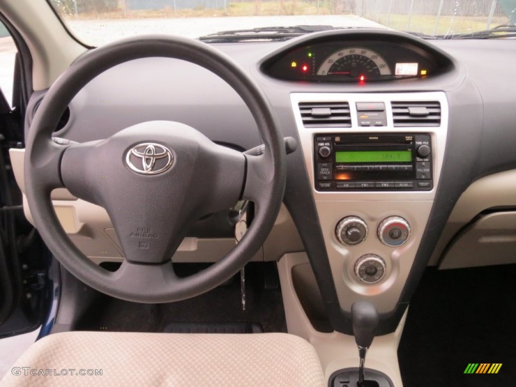 2007 Yaris Sedan - Nautical Blue Metallic / Bisque photo #38