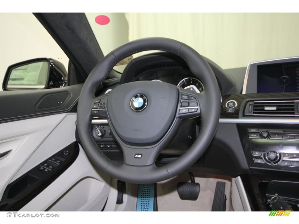 2013 BMW 6 Series 650i Gran Coupe Ivory White Steering Wheel Photo #74034279