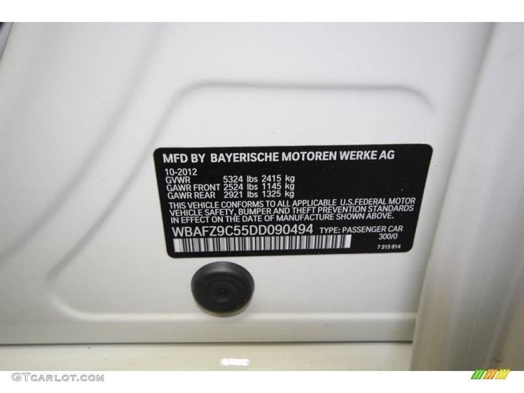 2013 5 Series Color Code 300 for Alpine White Photo #74034443