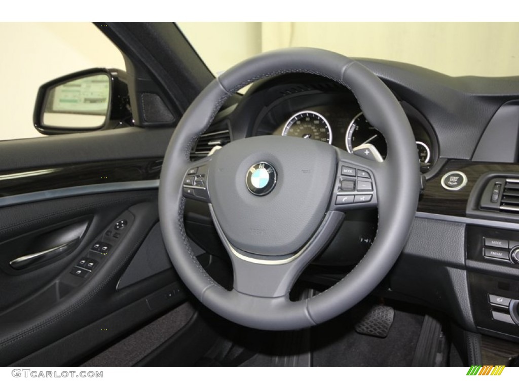 2013 BMW 5 Series ActiveHybrid 5 Black Steering Wheel Photo #74034684