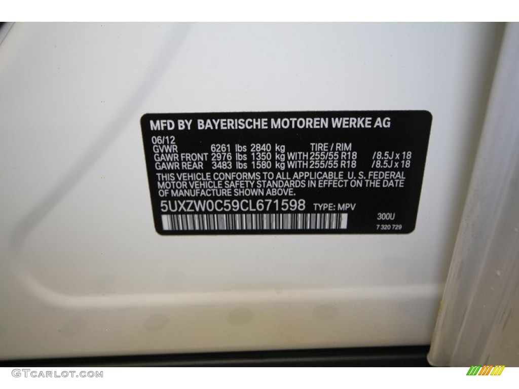 2013 X5 Color Code 300 for Alpine White Photo #74035401