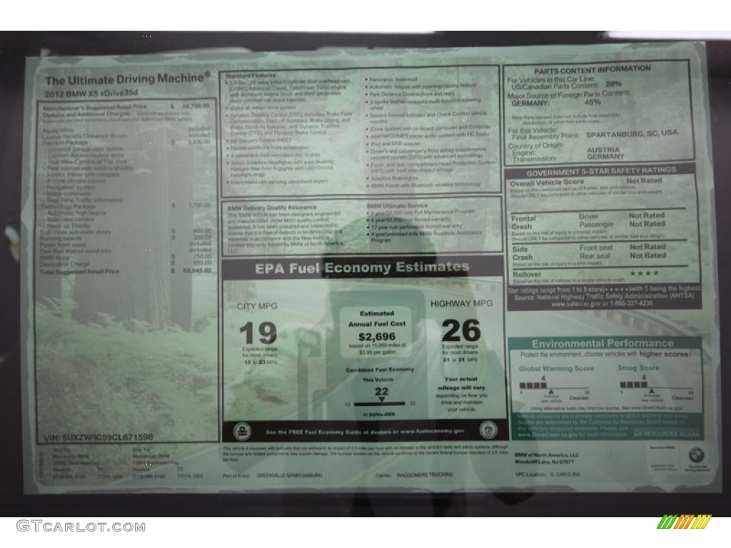 2013 BMW X5 xDrive 35i Premium Window Sticker Photo #74035707