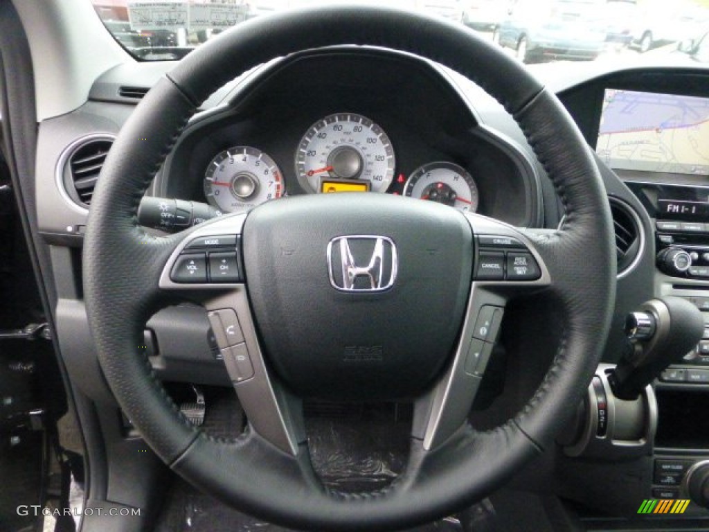 2013 Honda Pilot Touring 4WD Black Steering Wheel Photo #74036751