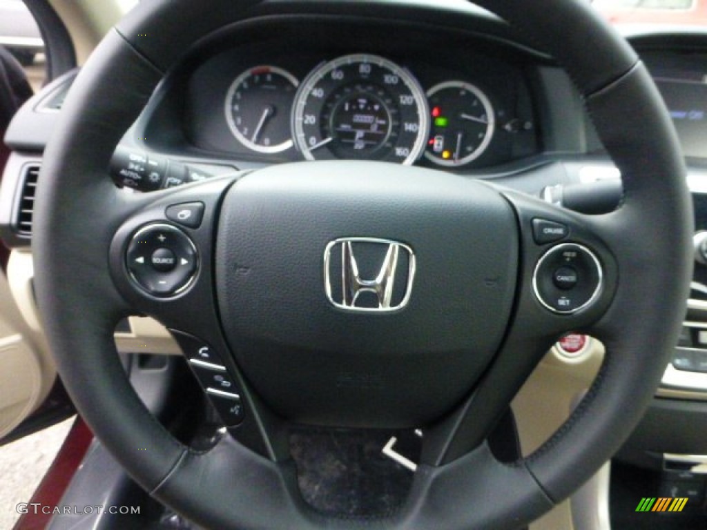 2013 Honda Accord EX-L V6 Sedan Ivory Steering Wheel Photo #74037099