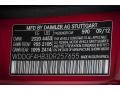 590: Mars Red 2013 Mercedes-Benz C 250 Sport Color Code