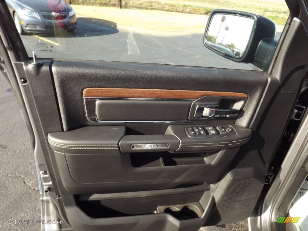 2013 Ram 1500 Laramie Quad Cab 4x4 Black Door Panel Photo #74045785