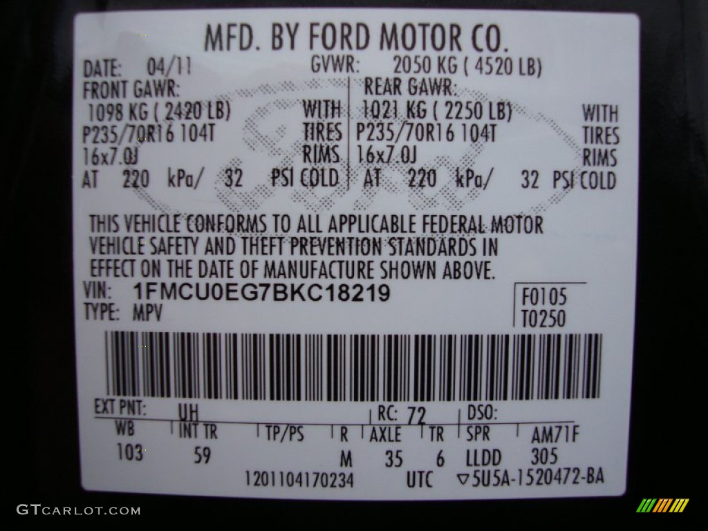 2011 Escape Limited V6 - Tuxedo Black Metallic / Charcoal Black photo #25