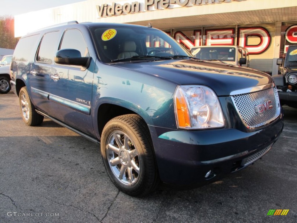 2007 Yukon XL Denali AWD - Blue-Green Crystal / Cocoa/Light Cashmere photo #4