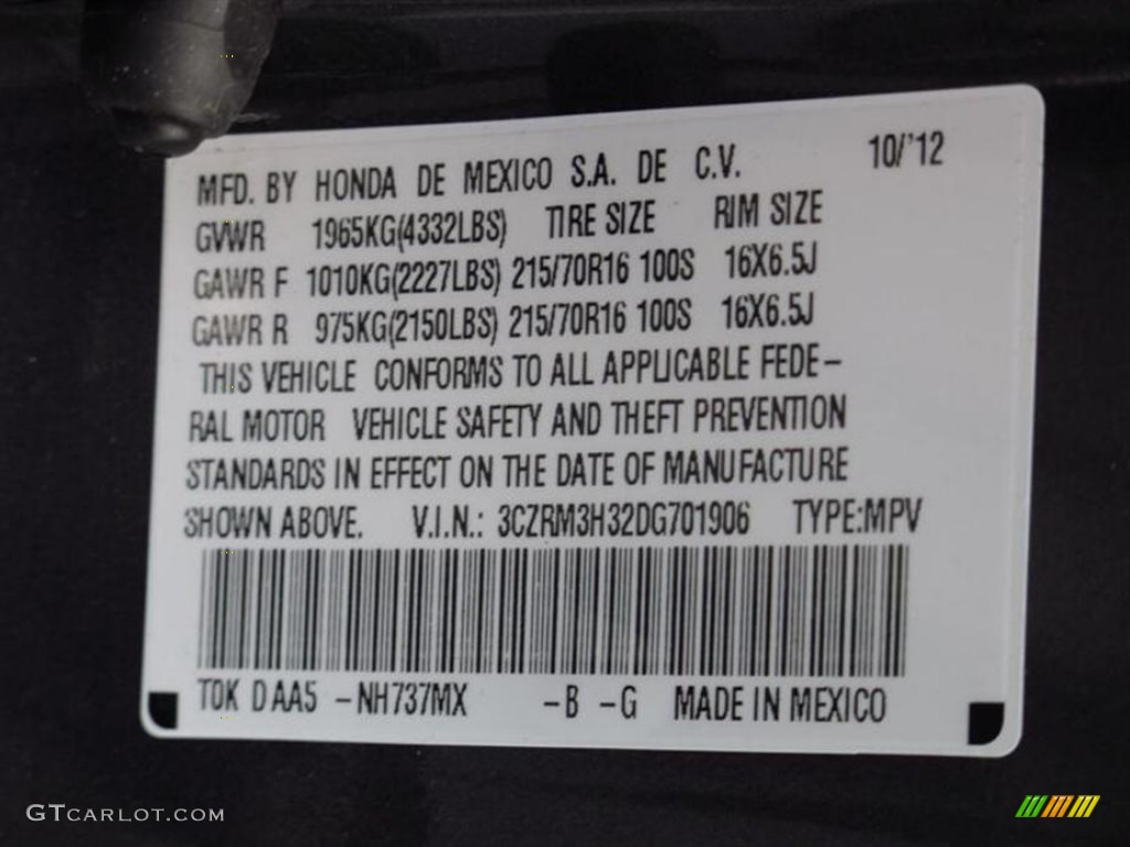 NH737MX 2013 Honda CR-V LX Parts